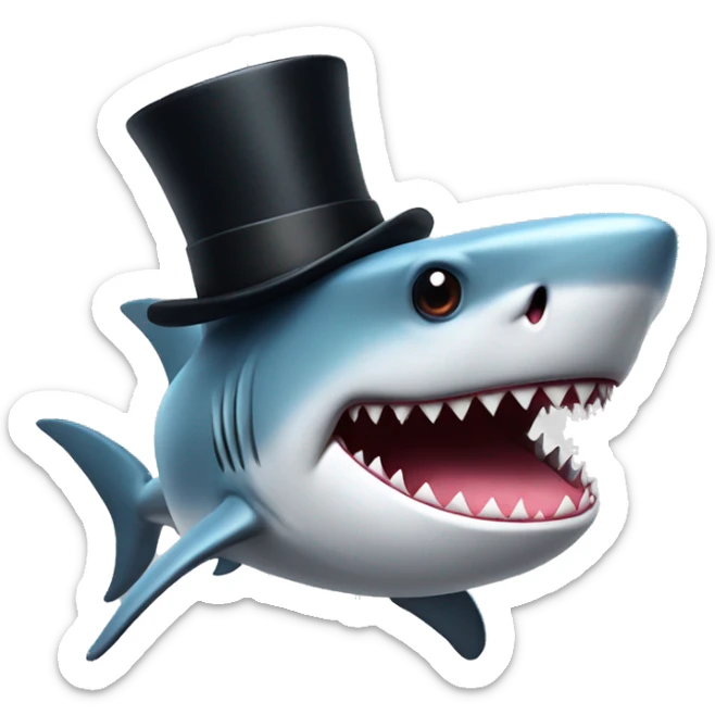 Shark with a top hat sticker