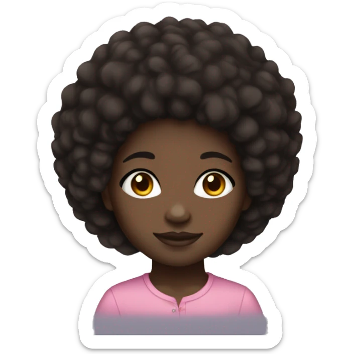 black skin girl afro hair and dark brown eyes sticker