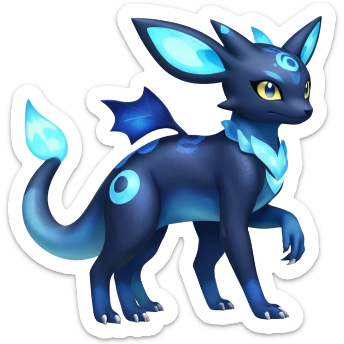 Nebulae Salandit-Meowstic-Umbreon-Fakémon-hybrid-creature (full body)  sticker
