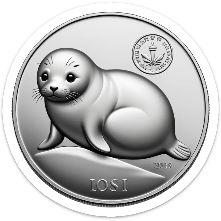 Make a coin engraved cute seal  whole body and coin price goes up sticker