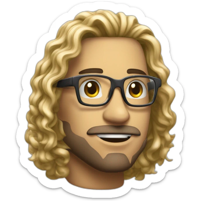 hombre negro pelo largo rizado mechas rubia gafas metalicas sticker