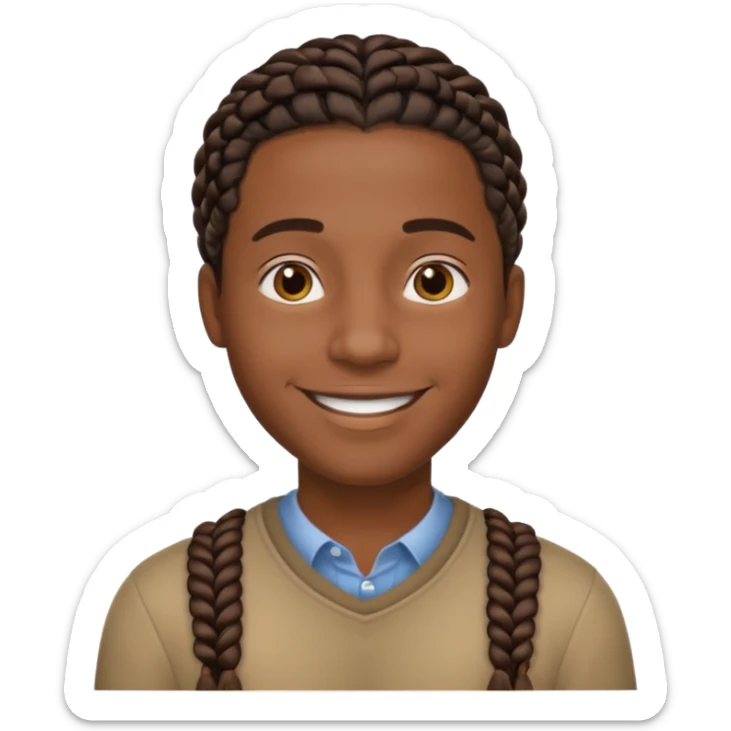 Hazme un emoji de un hombre negro con trenzas cortas sticker