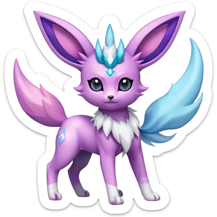 Futuristic Fluffy Celestial Glaceon-Espeon-Sylveon-Umbreon-hybrid, full bod sticker