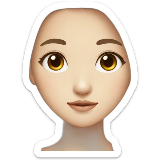 Korean girl with long hair and brown eyes and freckle on right cheek sticker