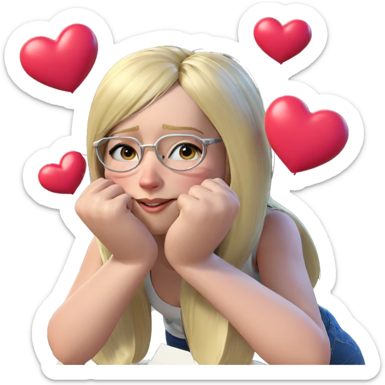blonde girl with heart glasses sticker
