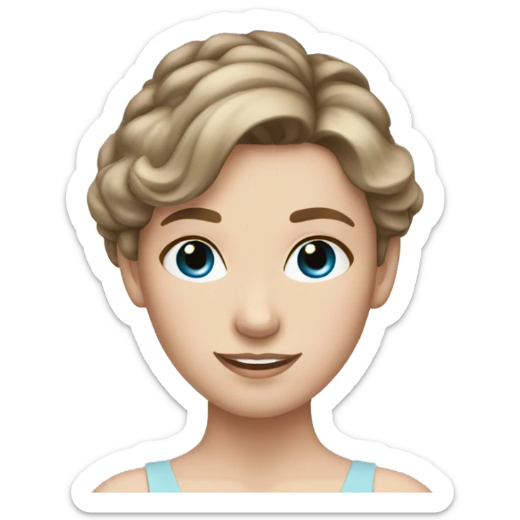 Ballerina fair skin brown hair blue eyes  sticker