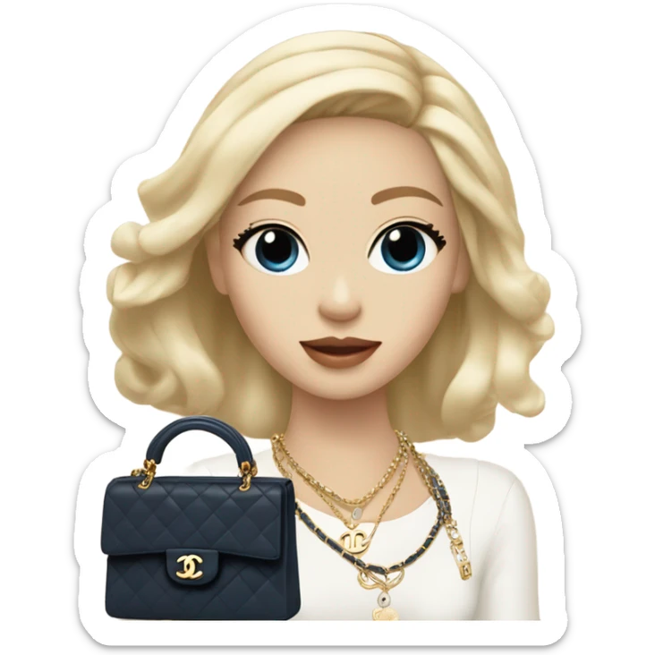 Blonde Chanel blue eyes Asian Girl with Birkin bag and Chanel necklace sticker