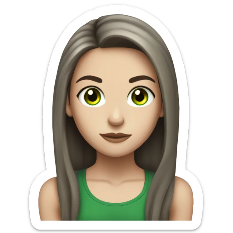 Skinny white girl with long dark brown hair and green eyes powerlifting sticker