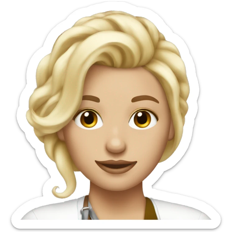 Blonde hairstylist painting hair  sticker