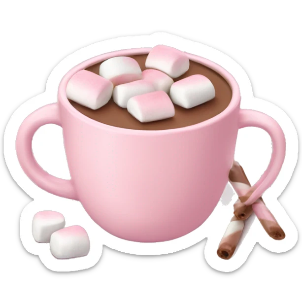 Light Pink mug of hot chocolate with marshmallows  sticker