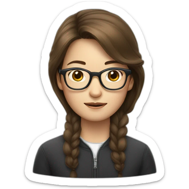 Tim cook with a brown hair Korean girl with eyeglasses sticker