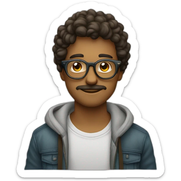 homme portugais jeune portant des lunette qui aime la musique  sticker