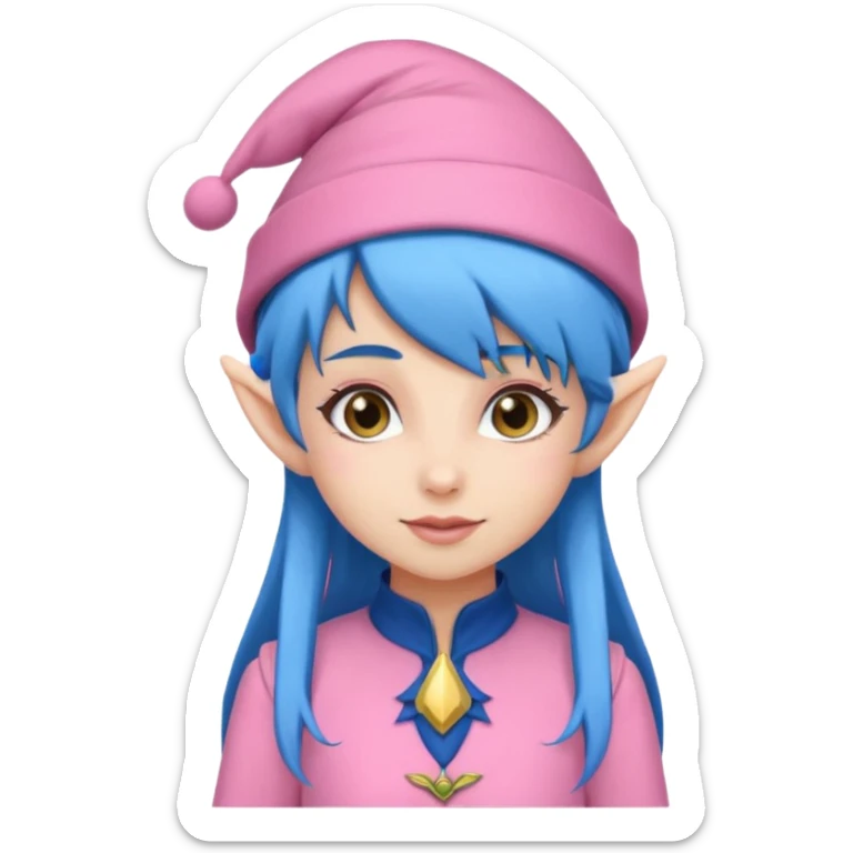 scouts girl elf in pink uniform and hat and blue hair sticker