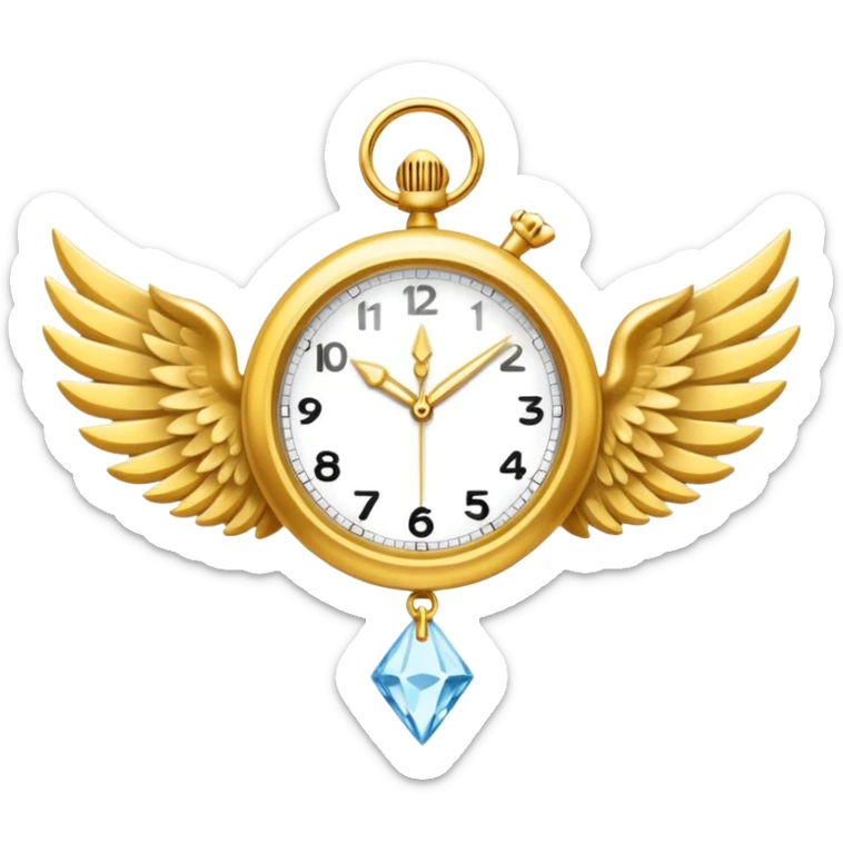 Emoji del signo Lúmiar: un reloj luminoso con alas, colores dorado y blanco, estilo minimalista, sensación de claridad, intuición y calma.”
 sticker