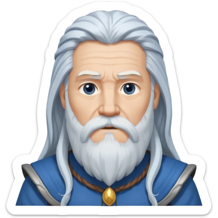 Odin, Wisdom God from Norse Mythology with long white hair, blue and grey outfit sticker
