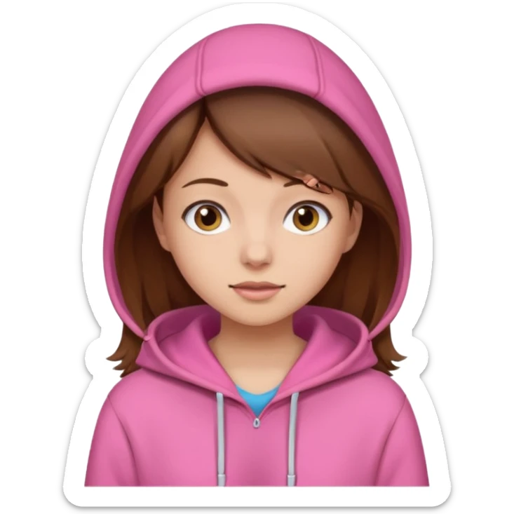 Girl with brown hair and pink hoodie  sticker