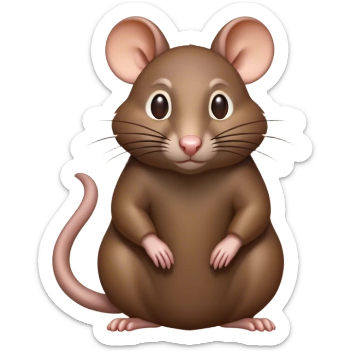 Cinematic Noble Brown Rat Portrait Emoji, Poised and alert, with a sleek, agile build and a smooth, well-groomed coat of warm brown fur, beady, determined eyes, Simplified yet sharp and sophisticated features, highly detailed, glowing with a soft, dignified glow, high shine, intelligent and resourceful, stylized with an air of urban savvy, focused and attentive, soft glowing outline, capturing the essence of a watchful and confident rat that feels as though it could scurry out of the screen with effortless authority! sticker
