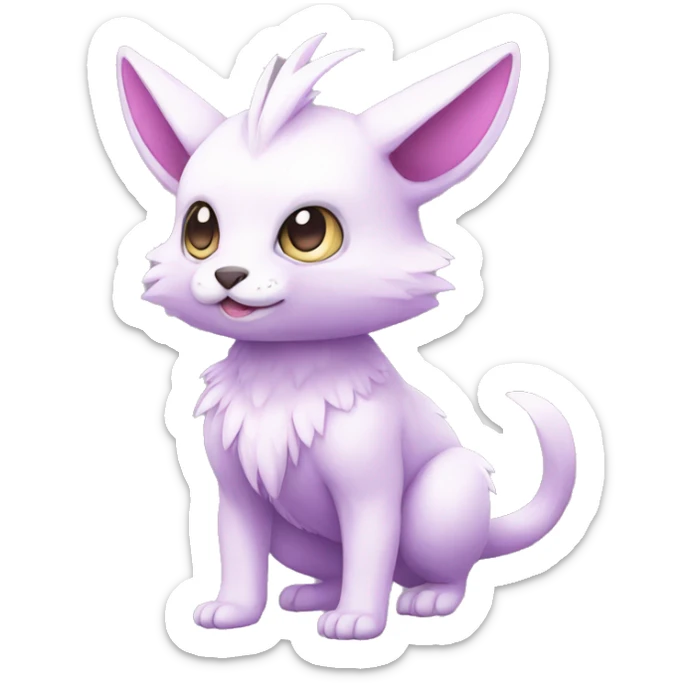 Cute cool white purple pink animal hybrid Fakemon full body sticker