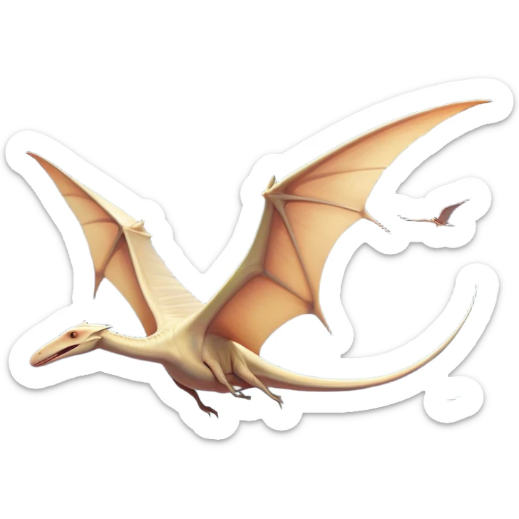 Beautiful and Majestic Pterodactyl Portrait Emoji, Head and body rendered in serene repose with a gentle, content smile, showcasing a slender, aerodynamic form with expansive wings gently folded and eyes softly closed in tranquil slumber, Simplified yet exquisitely endearing features, highly detailed, glowing with a soft, drowsy celestial light, high shine, relaxed and utterly majestic, stylized with an air of timeless aerial splendor, soft glowing outline, capturing the essence of a beautiful and majestic Pterodactyl that embodies the pure grace of prehistoric flight! sticker