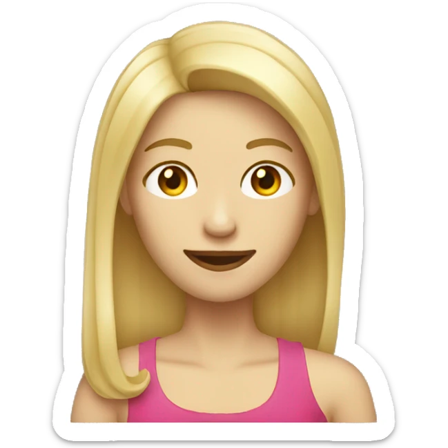 blonde straight middle length hair woman winking face sticker