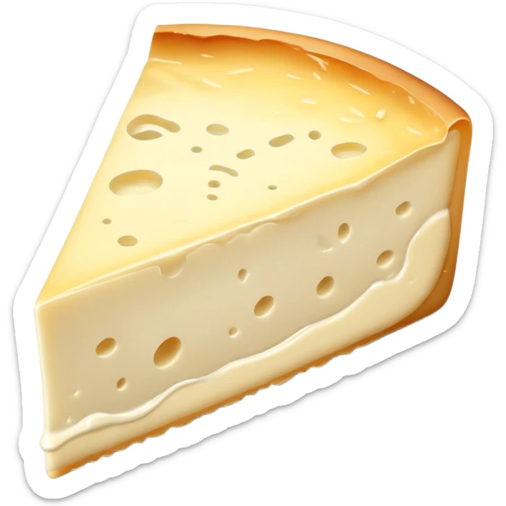 cinematic-realistic-brie-cheese-emoji,-featuring-a-creamy gooey center,-soft-ripened-cheese-with-a-delicate white rind-rendered-with-lifelike-detail-and-inviting,-natural-lightingwith a slide showing the gooey center sticker