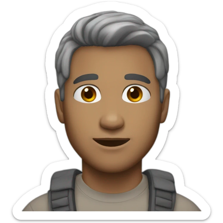 35 years old boy with black and grey hair tan light skin and brown eyes  sticker