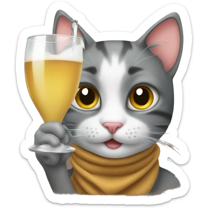 cat drinking  sticker