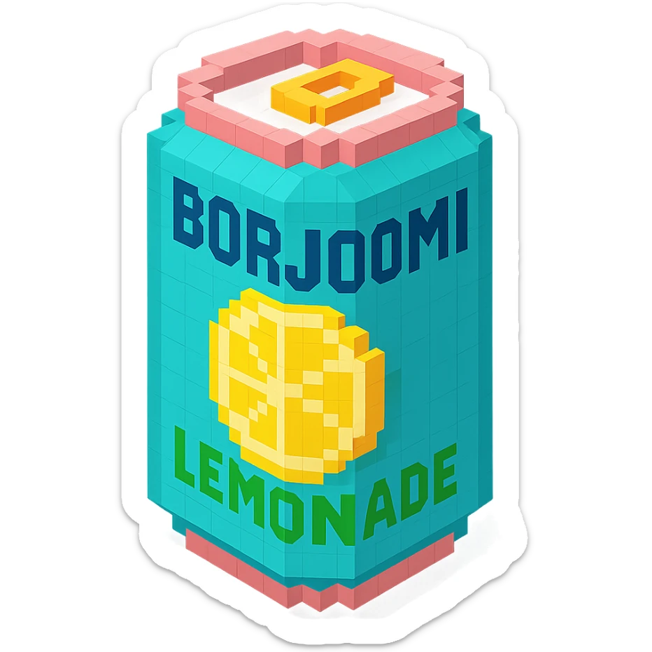 Borjomi lemonade can with a refreshing design sticker