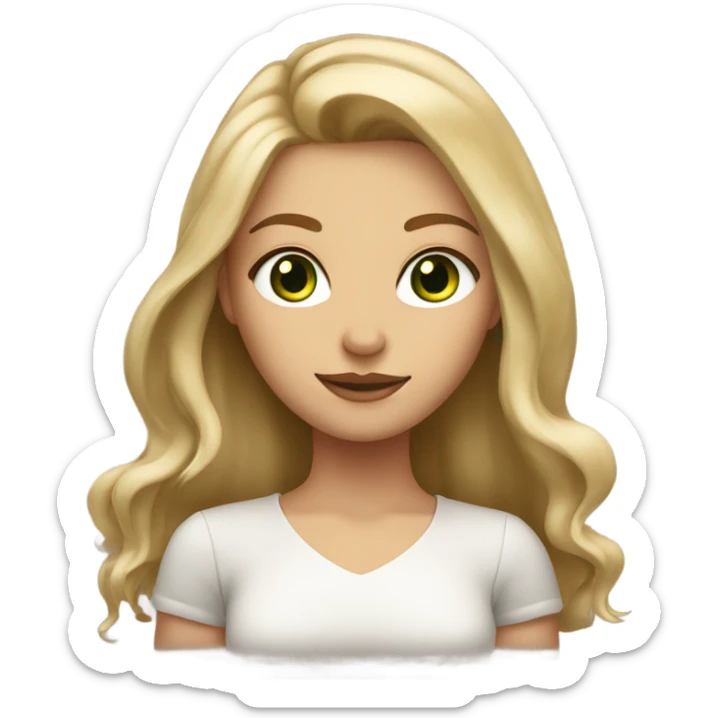Blonde girl with a big of light brown roots and green eyes with a bit of brown in them  sticker