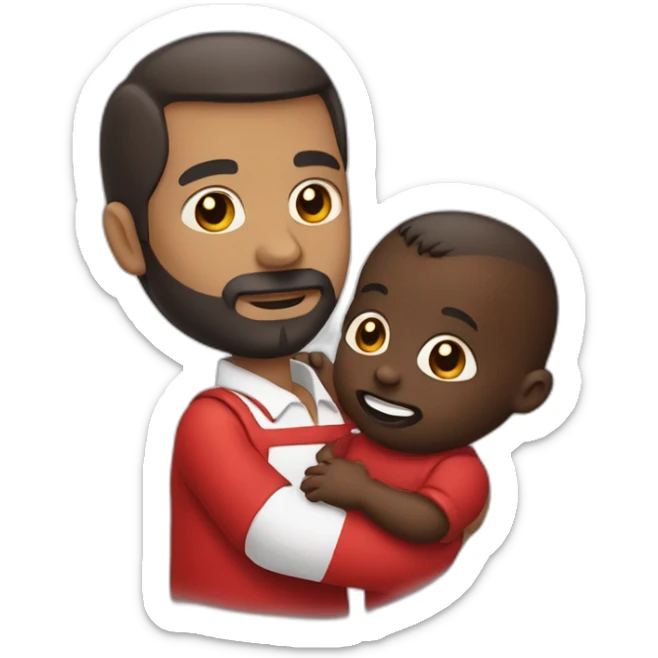 dark-skinned-bearded-man-holding-mask-of-baby-face-covered-in-red-paint sticker