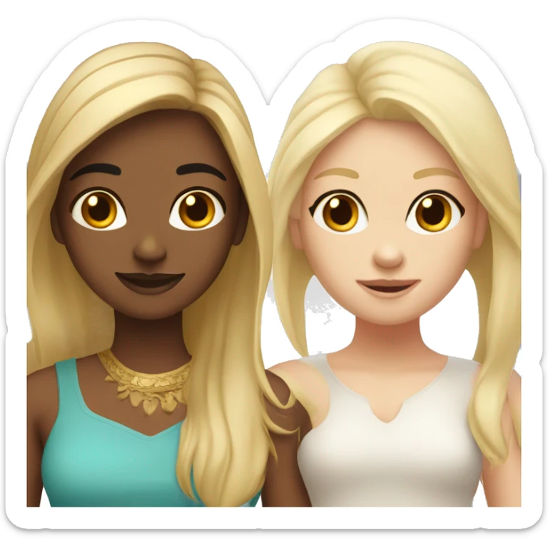 Two friends one Indian girl one blonde white girl sticker
