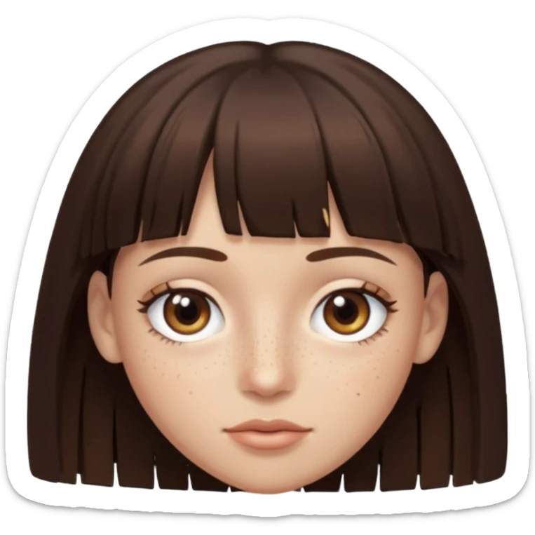 branca, olhos hazel, franjnha, pequenas sardas, cabelo castanho escuro, zoombue sticker