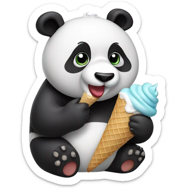 Panda eating ice cream sticker