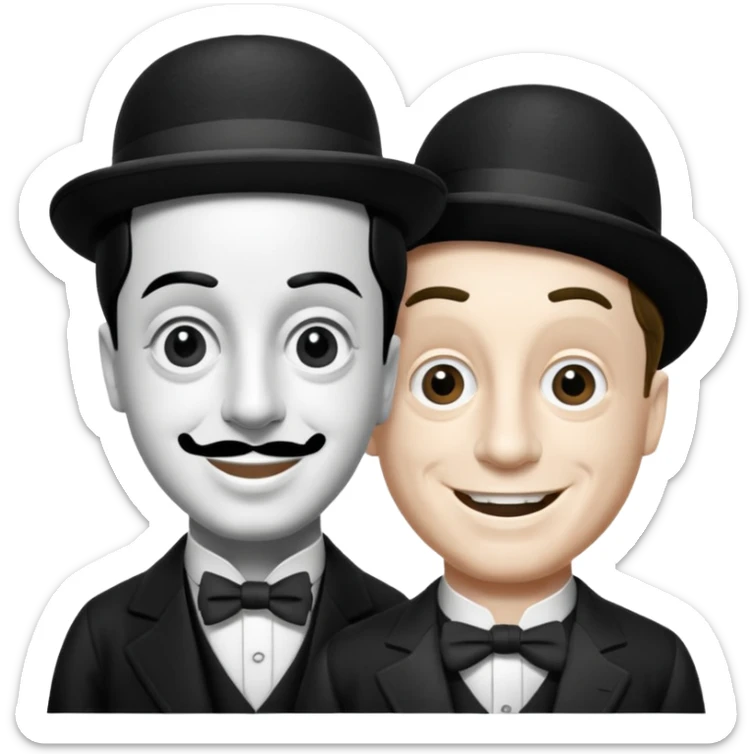 crea una imagen en la que aparezcan charles chaplin y buster keaton juntos sticker