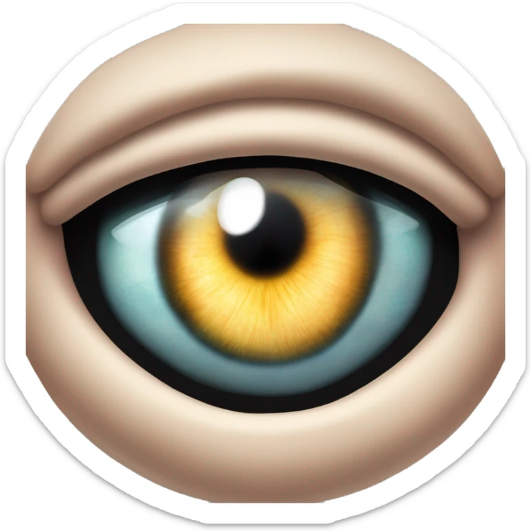 closeup of the eye of soos from gravity falls with a fisheye lens sticker