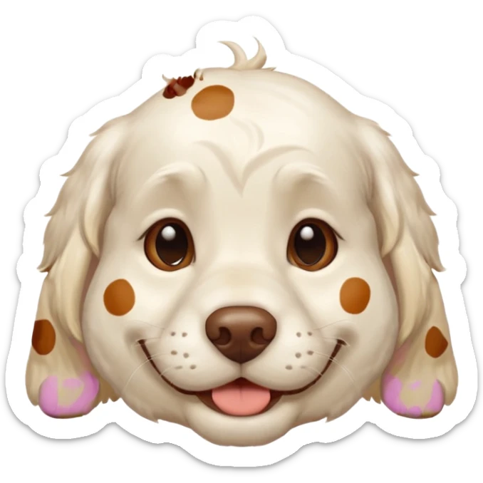 blond chłopak z clumber spanielem, który ma brązowe plamki na oczach sticker