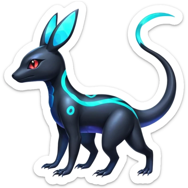 Colorful Neon Exotic Salandit-Aurorus-Umbreon-Fakémon-hybrid-creature (full body)  sticker