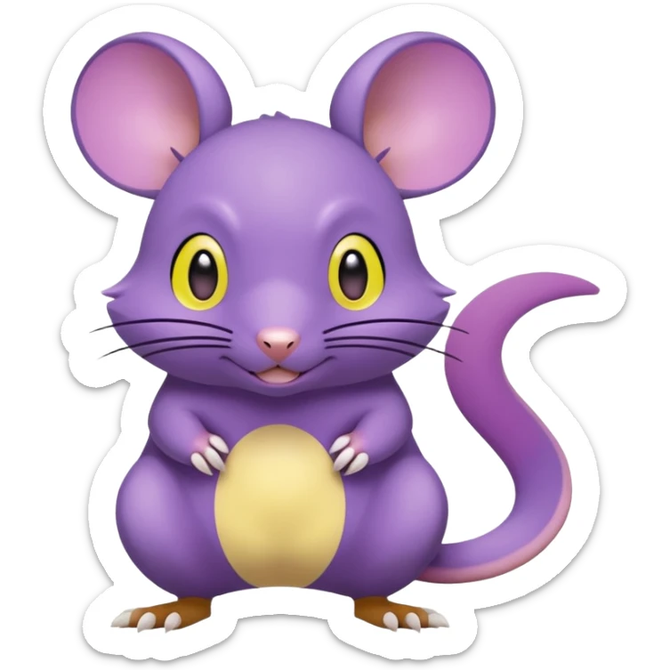 Purple rodent-Pokémon-Fakémon-fusion-hybrid-Pokémon-animal-creature, full body with yellow round cheek markings  sticker