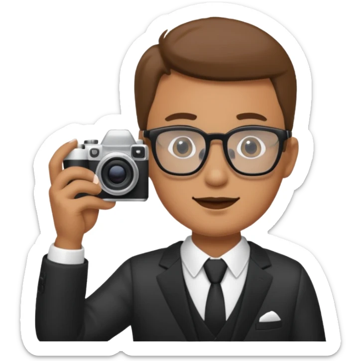 Hombre moreno con gafas haciendo fotos en una boda sticker