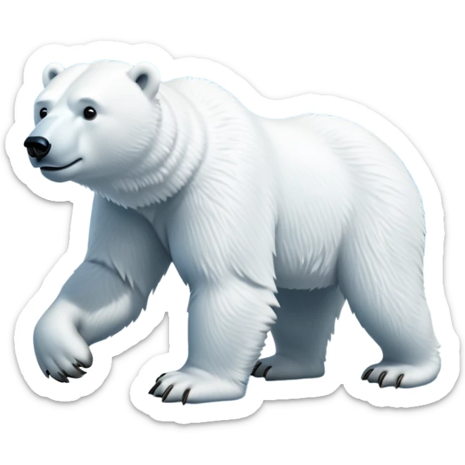 cinematic-polar-bear-realistic-full-body-standing-emoji,-massive-snowy-white-frame-lumbering-across-the-icy-tundra,-powerful-paws-pressing-into-the-frozen-ground,-head-tilted-dramatically,-thick-fur-dusted-with-ice-crystals,-simplified-yet-realistic-focused-features,-highly-detailed,-glowing-with-an-almost-sarcastic-glow

 sticker