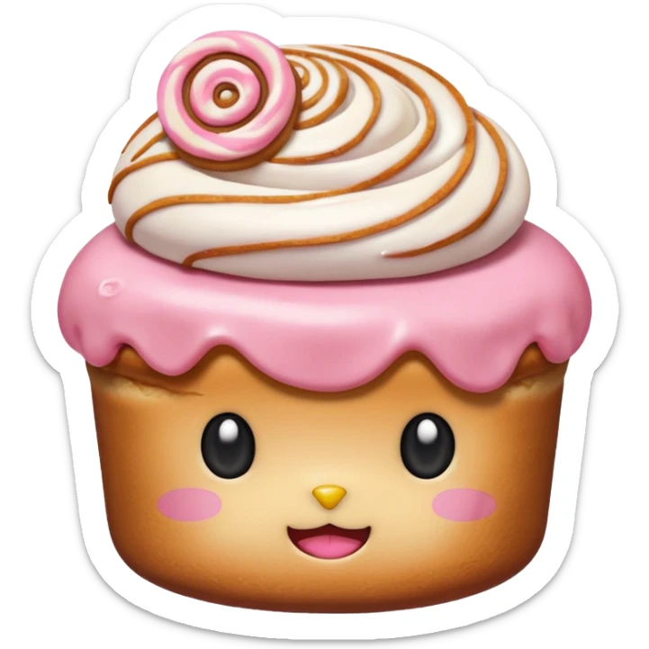 my emoji is hellokitty with cinnamon roll sticker