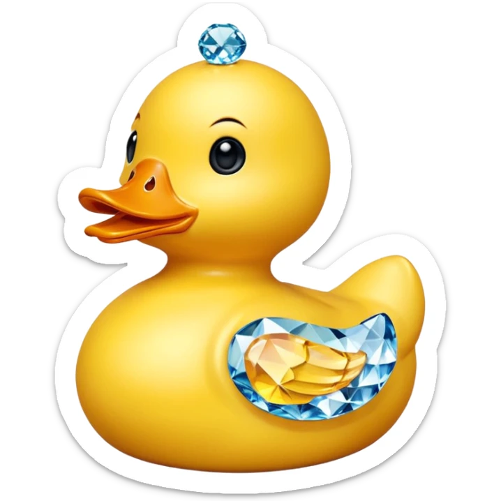 Rubber duck that is made out of Swarovski crystal sticker