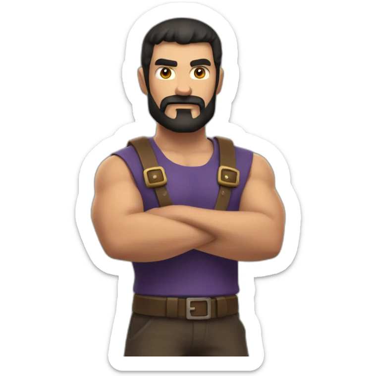 a man with dark hair and no beard playing clash of clans on his phone sticker