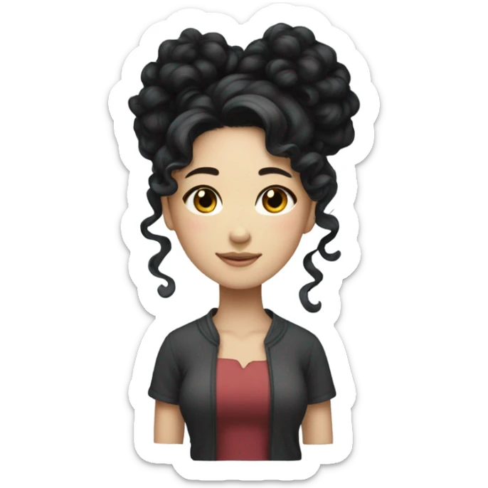 Beautiful girl,Black hair,curls，long hair,Black eyes,Chinese sticker