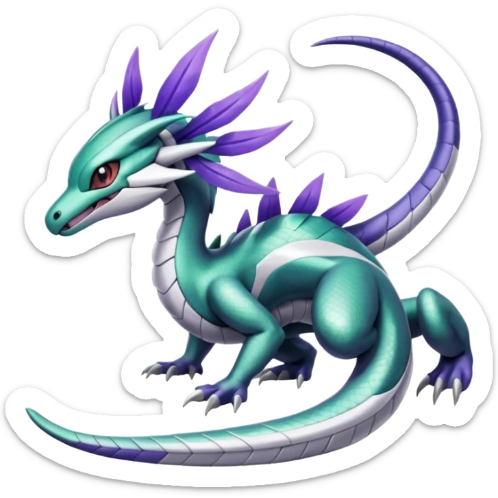 Shiny Green and Purple Palkia-Seviper-Silvally-Dialga-fusion sticker