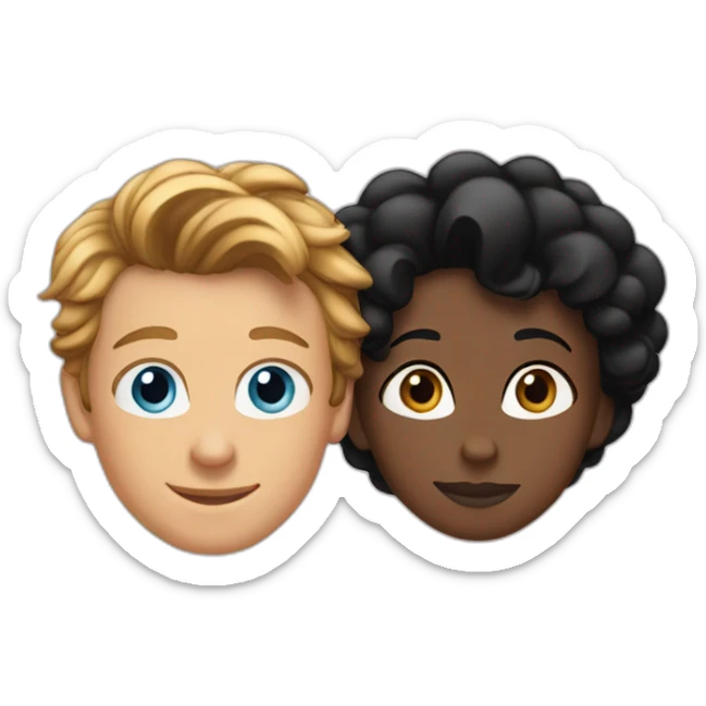 Simon Baker with blue eyes hug a black girl brown eyes and sblack hair in a bun sticker