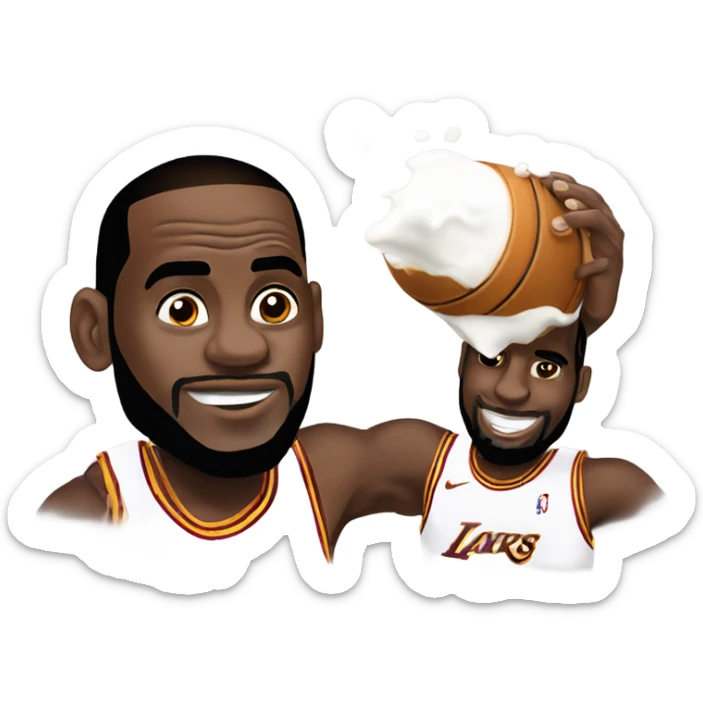 Lebron shooting milk out of the bottom of picture sticker