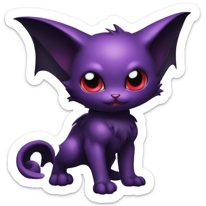 Cool Cute Edgy Dark Black Red Purple Batty Chibi Noibat-Cat-Pokémon-Fakémon-hybrid sticker