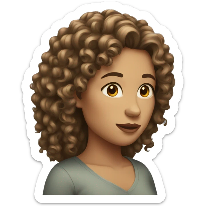 women with curly long hair sticker