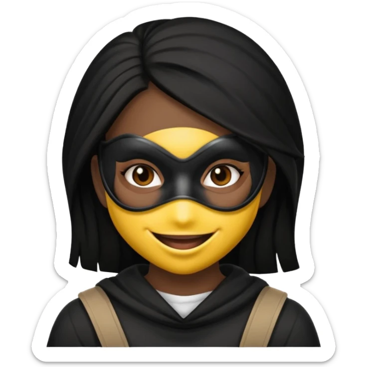 Girl robber emoji black hair sticker